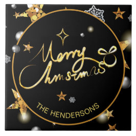 Anpassningsbar Luxury Guld Black Metallic Stars Ju Kakelplatta