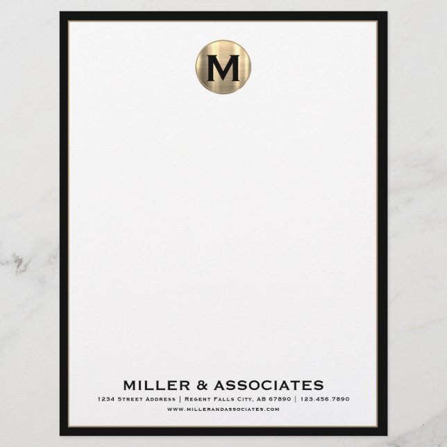 Anpassningsbar Luxury Monogram Business Letterhead Brevhuvud (Framsida)