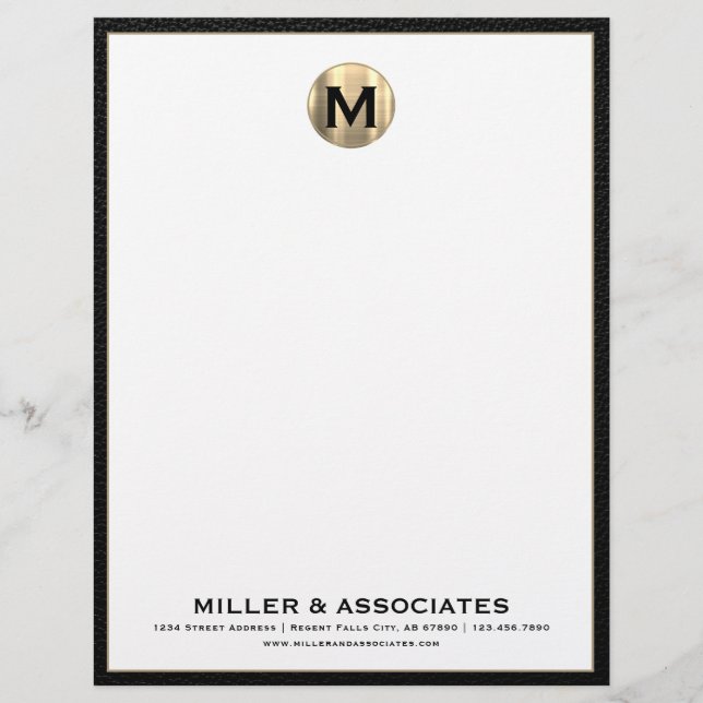 Anpassningsbar Luxury Monogram Business Letterhead Brevhuvud (Framsida)
