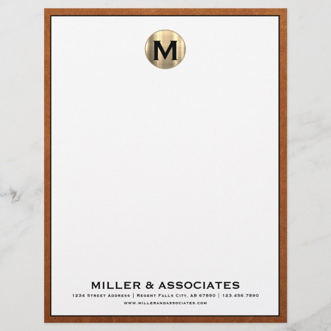 Anpassningsbar Luxury Monogram Business Letterhead Brevhuvud (Framsida)