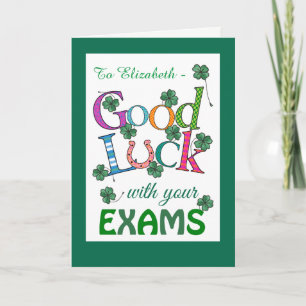 Anpassningsbar Lycka till med Exams Fyra löv Klöve Kort