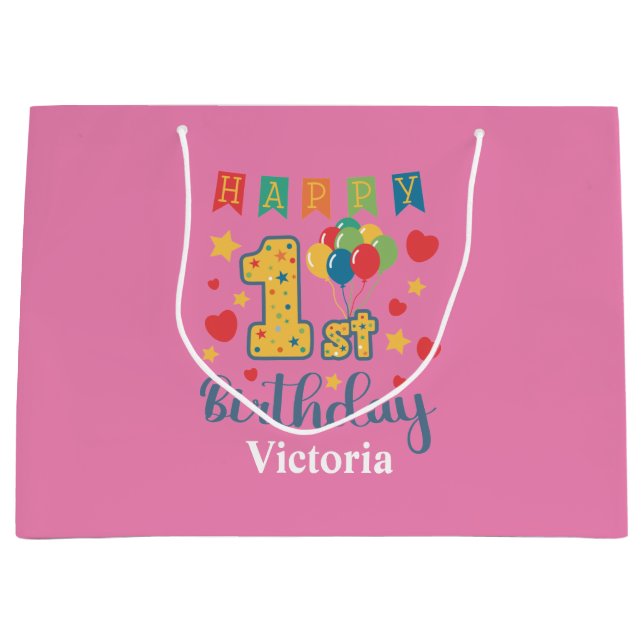 Anpassningsbar Lycklig 1:a födelsedag med stor gåv (Framsidan)