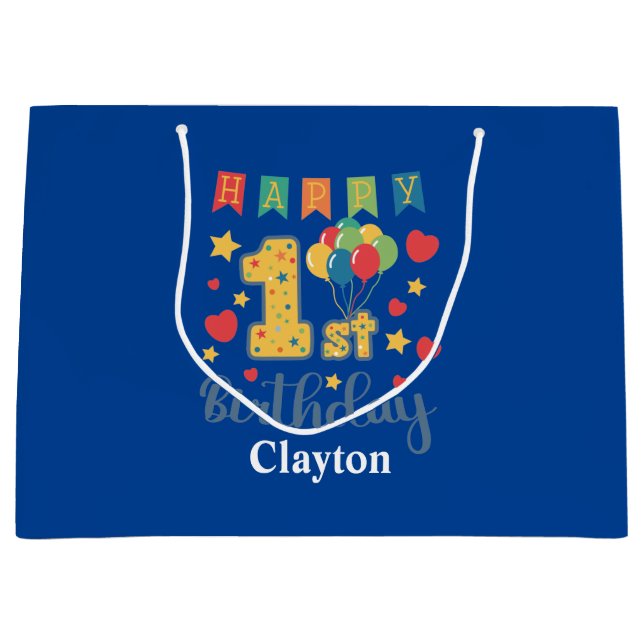 Anpassningsbar Lycklig 1:a födelsedag med stor gåv (Framsidan)