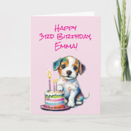 Anpassningsbar Lycklig 3:e födelsedag Grattisar, f Kort