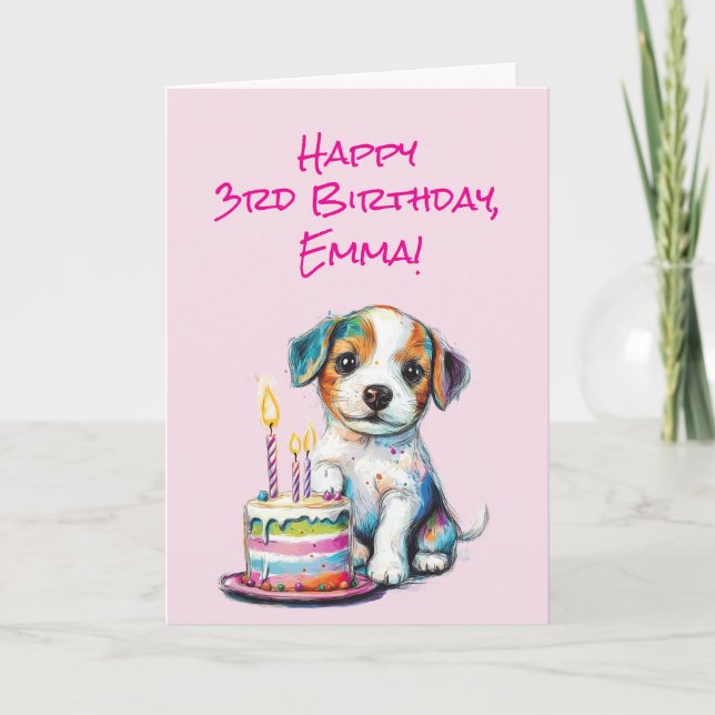 Anpassningsbar Lycklig 3:e födelsedag Grattisar, f Kort (Framsida)