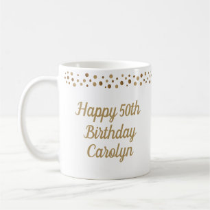 Anpassningsbar Lycklig 50-årsdag konetti guld Kaffemugg