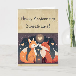 Anpassningsbar Lycklig-årsdagen: Raring Cute Foxes Kort