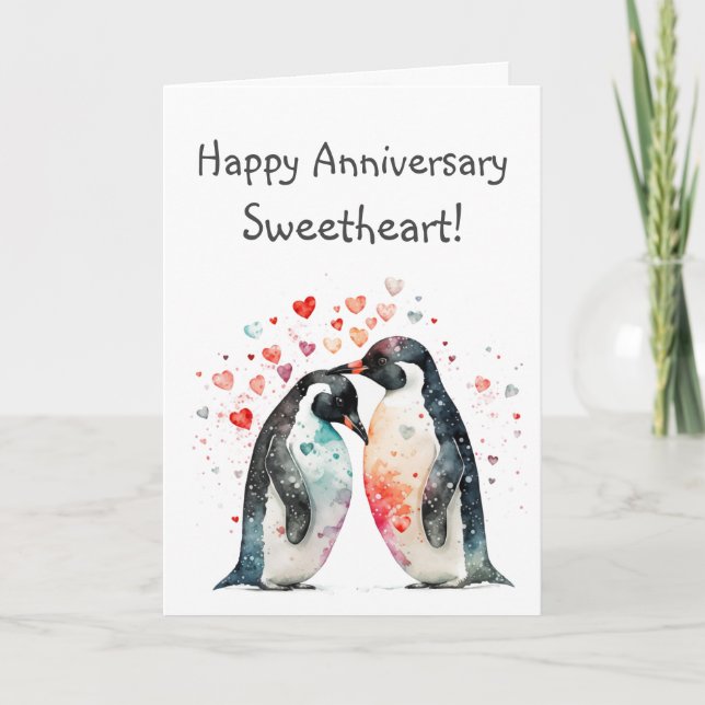 Anpassningsbar Lycklig-årsdagen: Raring Cute Pengu Kort (Framsida)