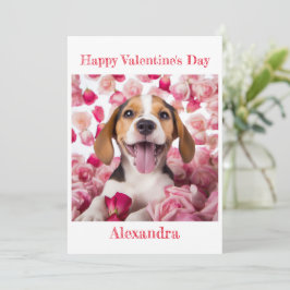 Anpassningsbar Lycklig Beagle Valentine Julkort
