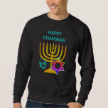 Anpassningsbar LYCKLIG CHANUKAH Hanukkah Lång Ärmad Tröja<br><div class="desc">LYCKLIG CHANUKAH Hanukkah unisex sweatshirt,  med ANPASSADE,  designad med faux guld menorah,  färgstark stjärnan av David och silver färgad dreidel plus ANPASSADE HÄLSNING,  så du kan skapa din egen hälsning. Ideal manar eller kvinnors sötare för Hanukkah-säsongen. Välj från en stor del av Hanukkah-kläder och gåvor,  designade av Berean Designer.</div>