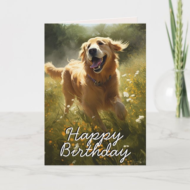 Anpassningsbar Lycklig Golden Retriever Birthday C Tack Kort (Framsida)