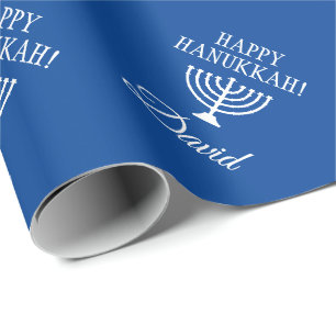 Anpassningsbar Lycklig Hanukkah blå judisk Helgda Presentpapper