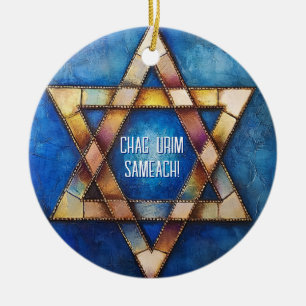 Anpassningsbar Lycklig Hanukkah ✡️, David-stjärnan Julgransprydnad Keramik
