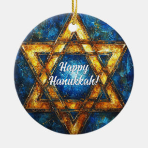 Anpassningsbar Lycklig Hanukkah ✡️, David-stjärnan Julgransprydnad Keramik