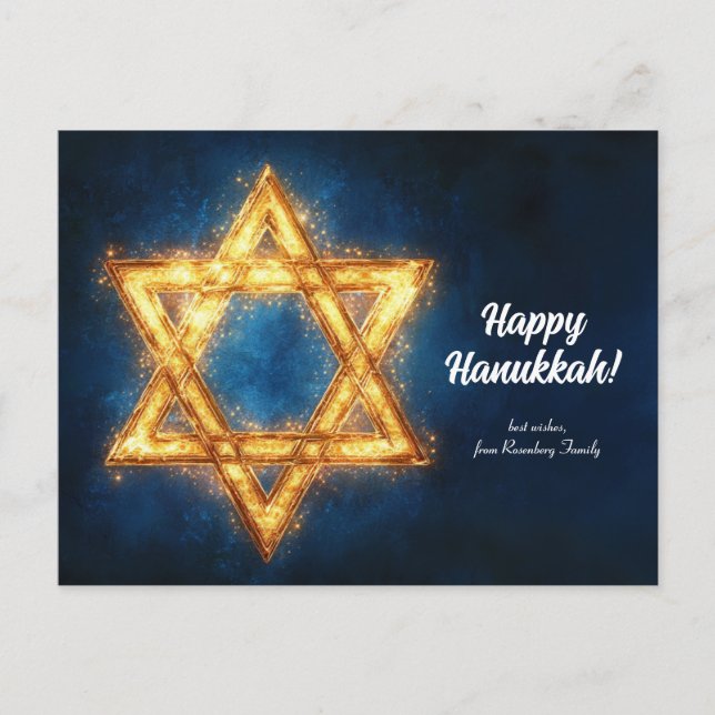 Anpassningsbar Lycklig Hanukkah ✡️, David-stjärnan Vykort (Framsida)