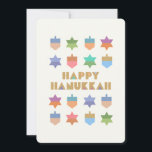 Anpassningsbar Lycklig Hanukkah Dreidels och Stars<br><div class="desc">En roligt och en festlig Hanukkah-design med färgfulla drömmar och stjärnor. Den här designen kan vara personlig med ditt eget meddelande. Ett modernt,  icke-traditionellt,  designat och mönster med stiliserade drömmar och stjärnor av David-geometriska former.</div>