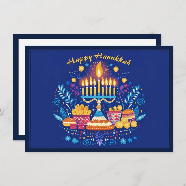 Anpassningsbar Lycklig Hanukkah ✡️ Julkort (Fram/baksida)