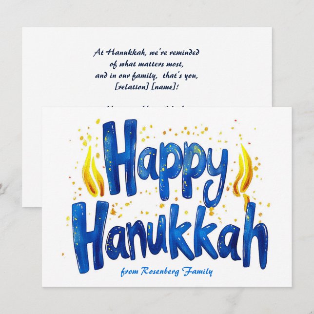 Anpassningsbar Lycklig Hanukkah ✡️ Julkort (Fram/baksida)