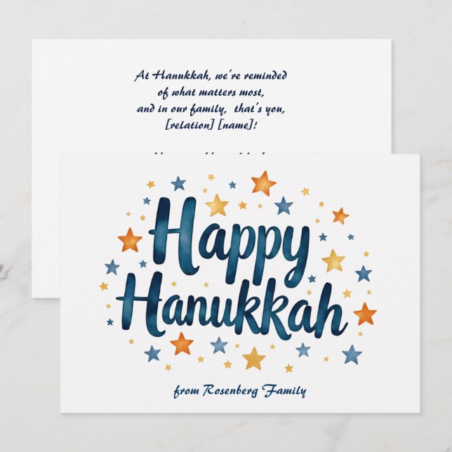 Anpassningsbar Lycklig Hanukkah ✡️ Julkort (Fram/baksida)