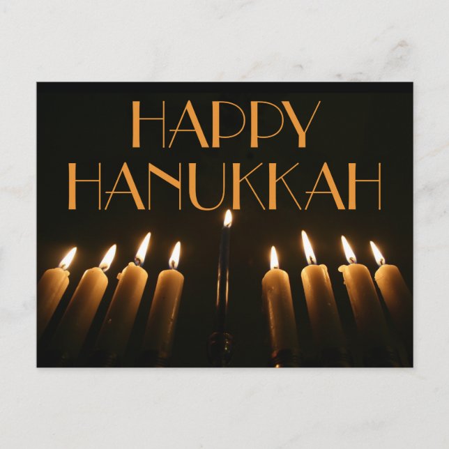 Anpassningsbar Lycklig Hanukkah Menorah Candle Inbjudan Vykort (Framsida)