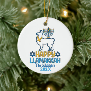 Anpassningsbar Lycklig Llamakkah Lycklig Hanukkah Julgransprydnad Keramik
