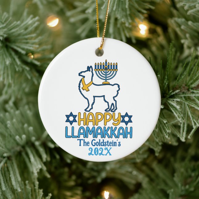 Anpassningsbar Lycklig Llamakkah Lycklig Hanukkah Julgransprydnad Keramik (Träd)
