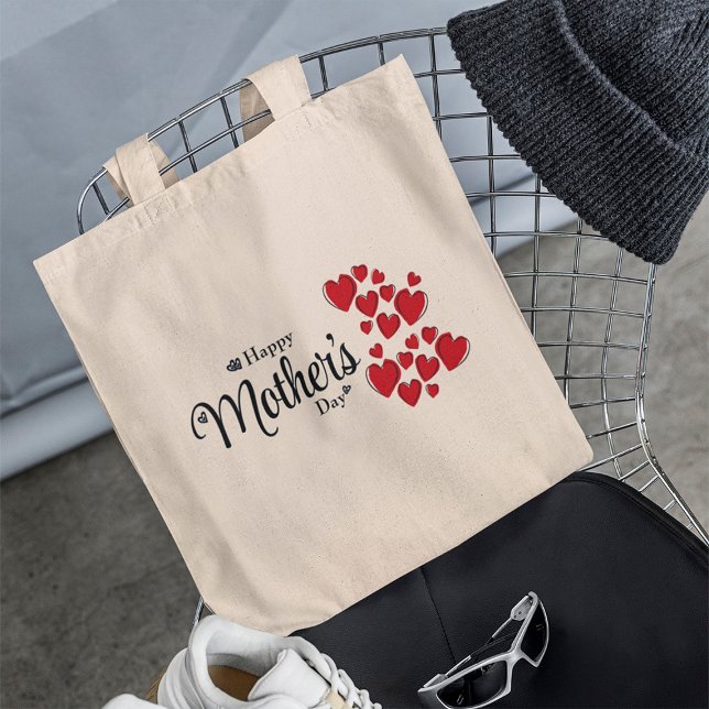 Anpassningsbar Lycklig Mors dag Hearts Tote Bag Tygkasse (Skapare uppladdad)
