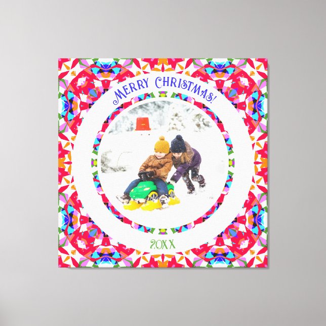 Anpassningsbar Lycklig Red Bright Grönt, jultomhet Canvastryck (Framsida)