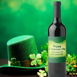 Anpassningsbar Lycklig St. Patrick's Day Grönt Gni Vinflaska Etikett