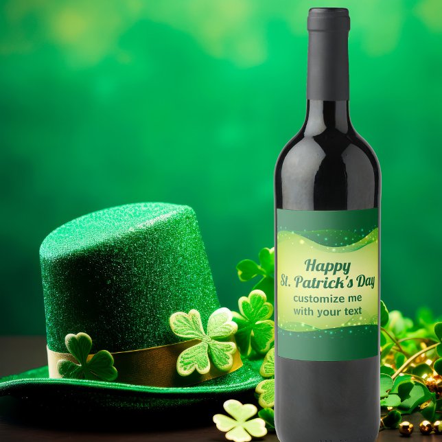 Anpassningsbar Lycklig St. Patrick's Day Grönt Gni Vinflaska Etikett (Skapare uppladdad)