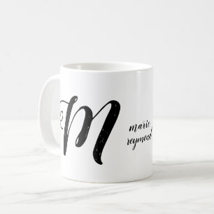 Anpassningsbar M brev monogram b/w Kaffemugg