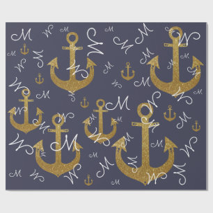 anpassningsbar M initial - gyllene ankare nautiska Presentpapper