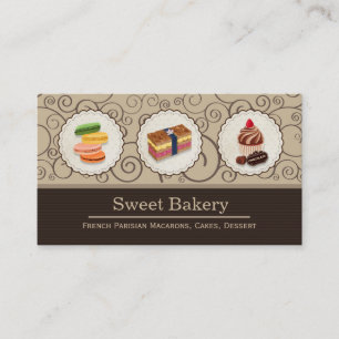 Anpassningsbar Macaron Chocolate Cupcoa Bakery Sto Visitkort