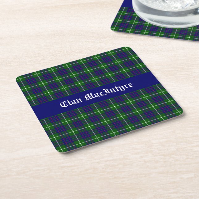 Anpassningsbar MacIntyre Clan Tartan Underlägg Papper Kvadrat (Vinklad)