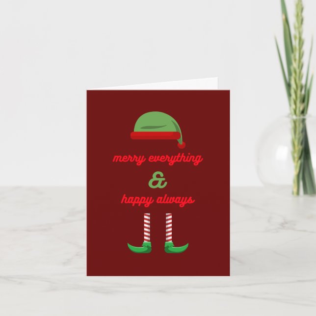 Anpassningsbar Made Funny Festive Elf-jul Helgkort (Framsida)