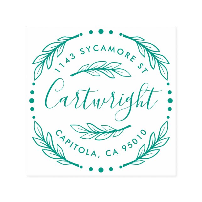 Anpassningsbar Made Rustic Laurel Returadress för  Självfärgande Stämpel (Design)