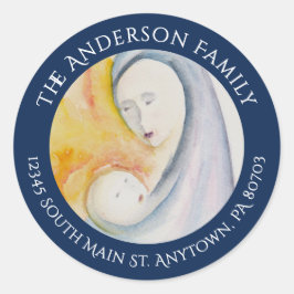 Anpassningsbar Madonna och Returadress för barnjul Runt Klistermärke