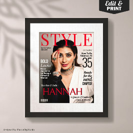 Anpassningsbar Magazine Cover för hennes födelseda Poster