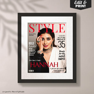 Anpassningsbar Magazine Cover för hennes födelseda Poster
