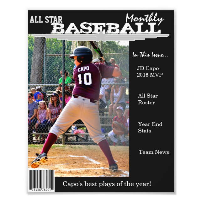 Anpassningsbar Magazine Cover for Sports Fototryck (Framsidan)