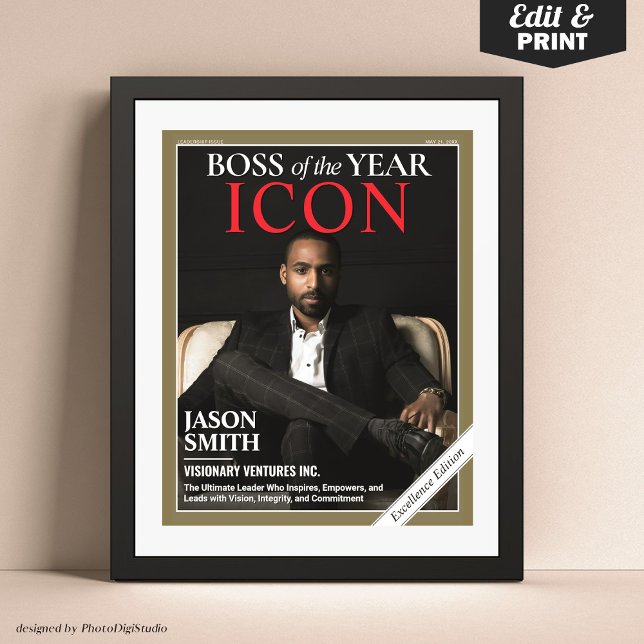 Anpassningsbar Magazine Cover, Gift for Chef, Best Poster (Custom Magazine Cover, Gift for Boss, Best Boss Ever, Boss Appreciation Gift Poster)