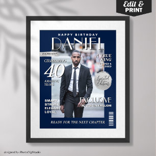 Anpassningsbar Magazine Cover, Modern Birthday Por Poster
