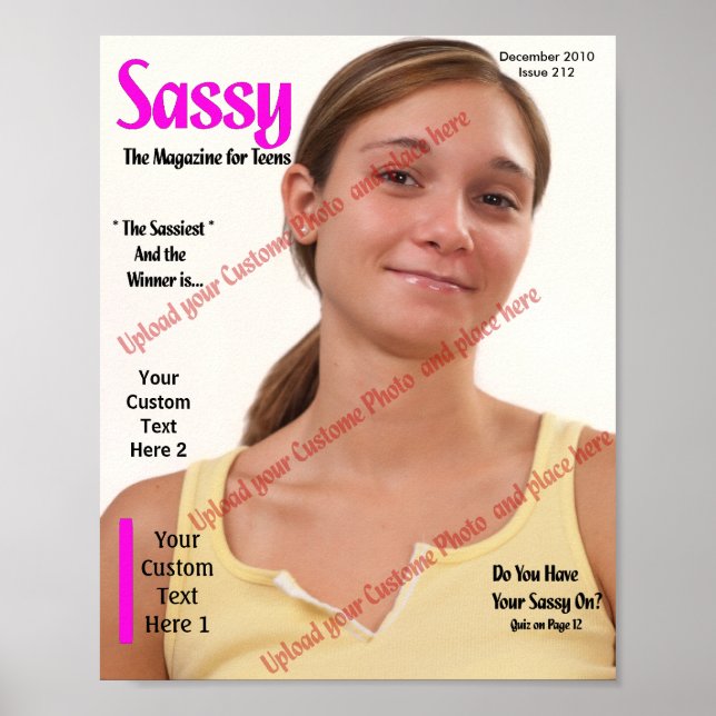 Anpassningsbar Magazine Cover, Sassy Tonåring Poster (Framsidan)