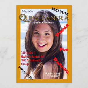Anpassningsbar Magazine Stil Quinceanera Party Inb Inbjudningar