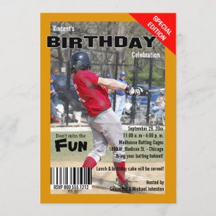 Anpassningsbar Magazine Stil Sports Födelsedagsfes Inbjudningar
