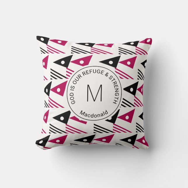 Anpassningsbar Magenta Black Ethnic Geometric Tria Kudde (Framsida)