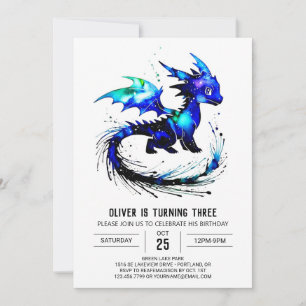 Anpassningsbar Magic Dragon Digital Boy Birthday Inbjudningar
