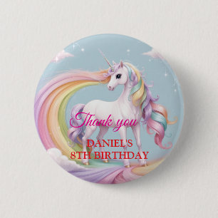 Anpassningsbar Magic Unicorn Rainbow Födelsedagsfe Knapp