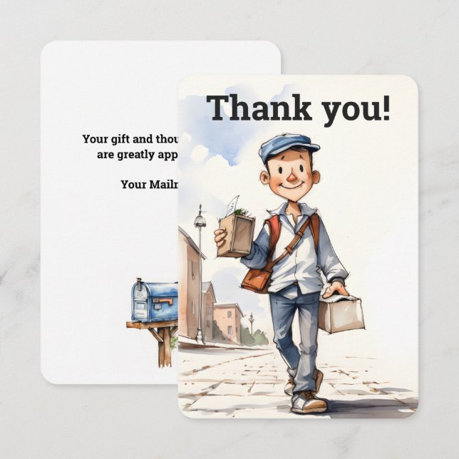 Anpassningsbar Mailman Brev Carrier Tack Kort (Fram/baksida)