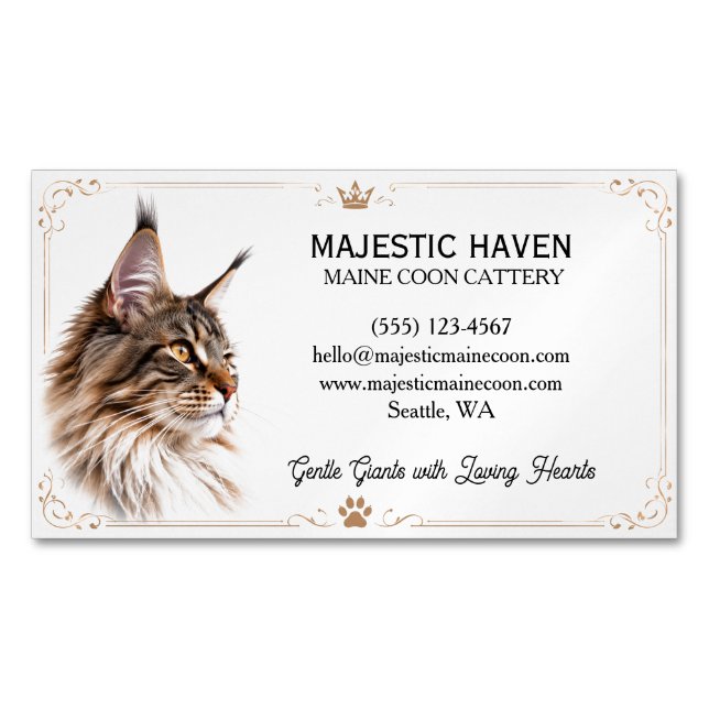Anpassningsbar Maine Coon-katthärd  Magnetiska Visitkort (Framsida)